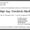 Zikeli Friedrich 1941-2010 Todesanzeige